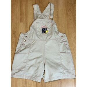 VTG Looney Tunes Shortalls Overalls Born Bad Tweety‎ Bird Sz 18/20 W Beige 44x 6
